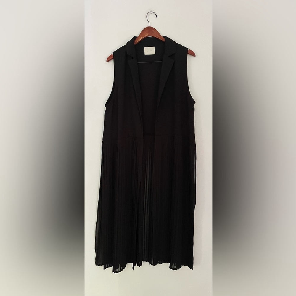 all row pleated Elegant Black Long Vest - Picture 12 of 12